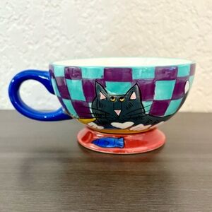 Vintage Catzilla Candace Reiter Hand-Painted Cat Teacup 2001